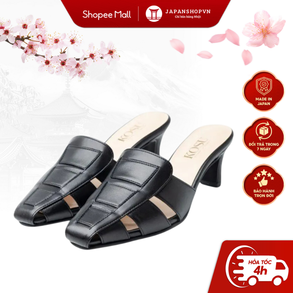 Dép da cao gót 5cm Loafer Leather KOSU KS-23010 siêu nhẹ, chống thấm nước, trơn trượt chính hãng Nhậ