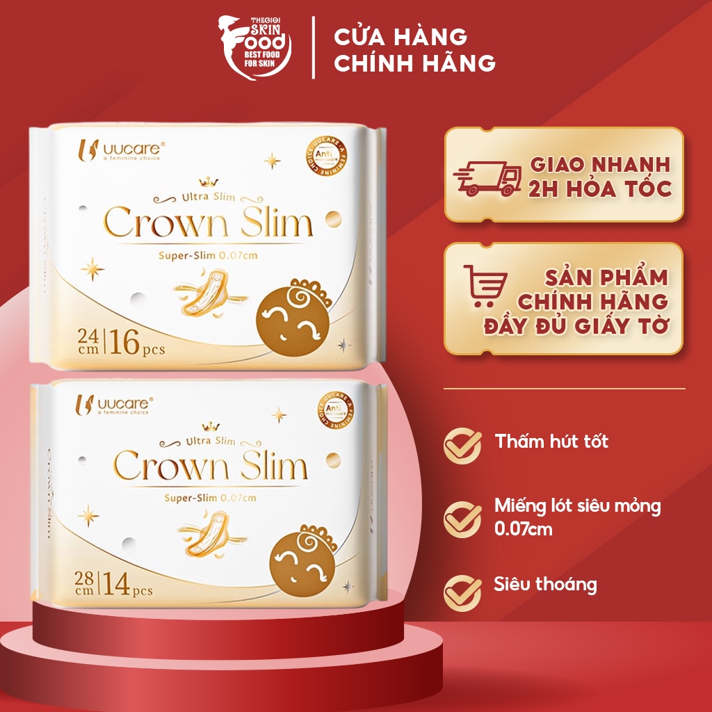 Băng Vệ Sinh UUcare Siêu Mỏng 0.07cm Siêu Thấm Crown Slim Day (Che tên sản phẩm khi giao hàng) Thegi
