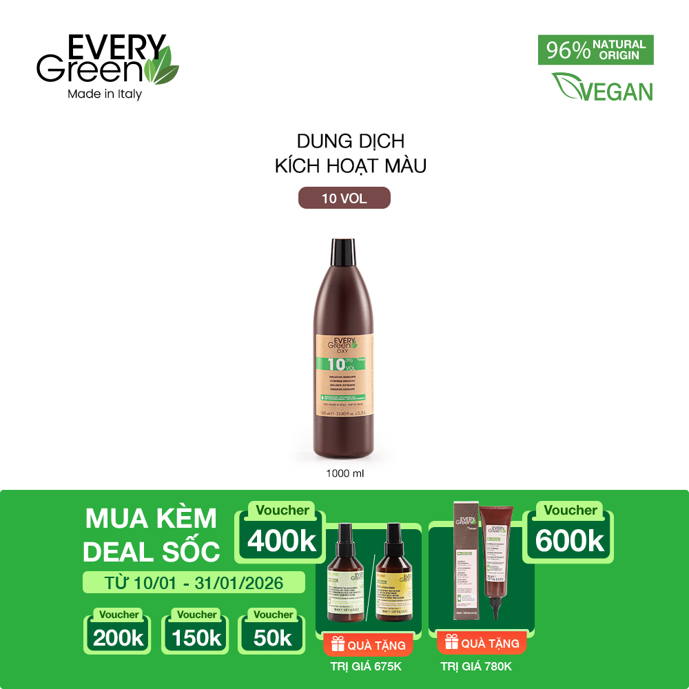 Dung Dịch Kích Hoạt Màu Nhuộm Oxy 10 Vol  EveryGreen 10000ml