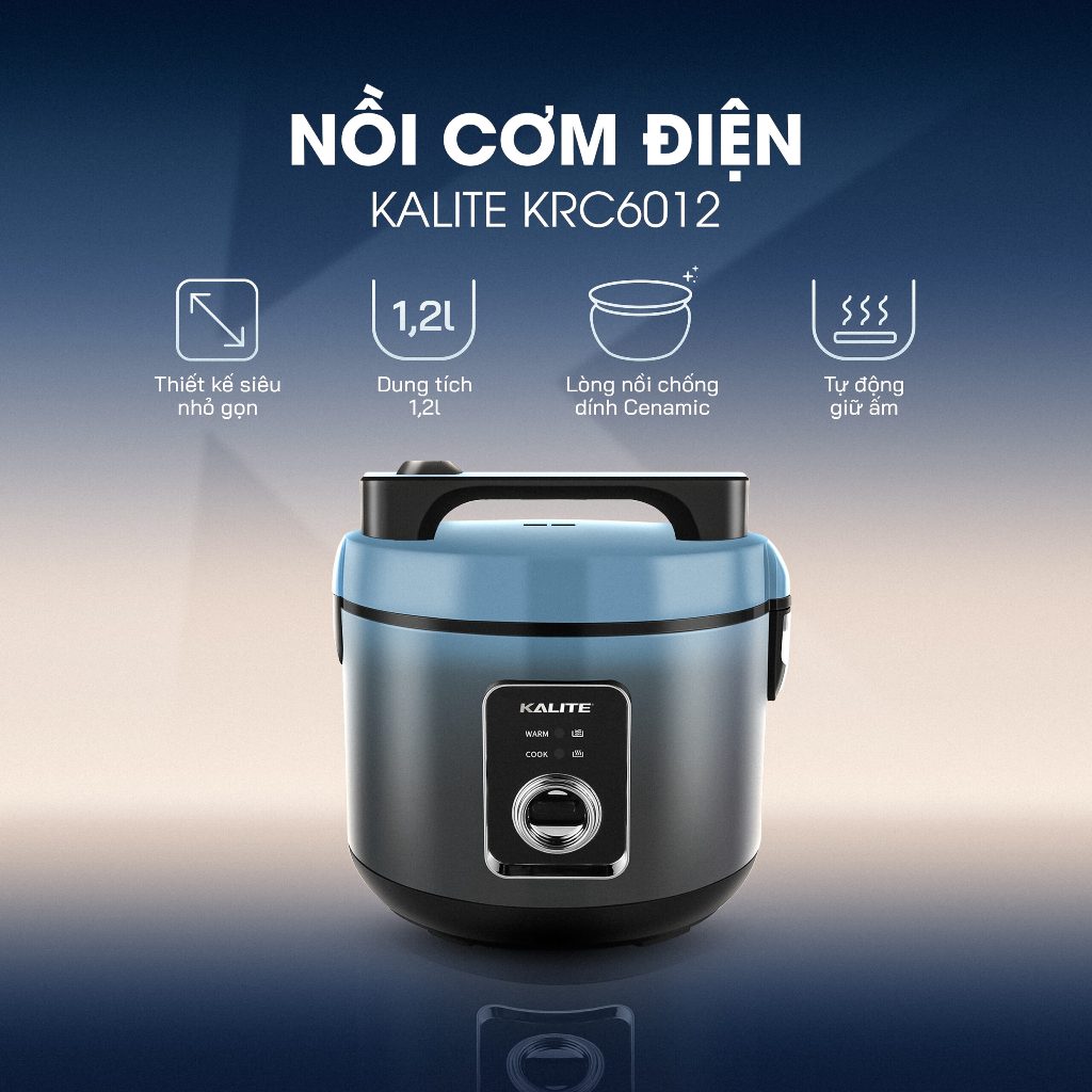 Nồi cơm điện đa năng KALITE KRC6012, dung tích 1.2L, lòng nồi dạng niêu 5 lớp phủ lớp chống dính Cer