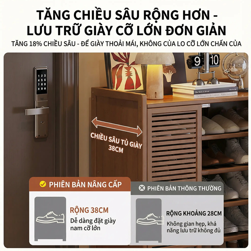 【Giao hàng trong 4 giờ】Tủ giày gỗ tự nhiên thông thoáng chống bụi dung lượng lớn tủ giày 6/7/8 Tầng tiết kiệm không gian | BigBuy360 - bigbuy360.vn