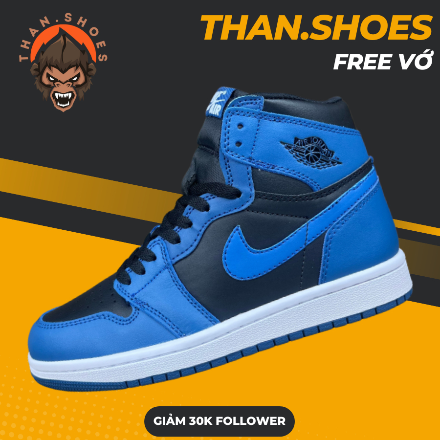Giày 𝓙𝓓1 Retro High OG Dark Marina Blue, 𝓙𝓓1 Cao Đen Xanh Biển - Thanhshoes