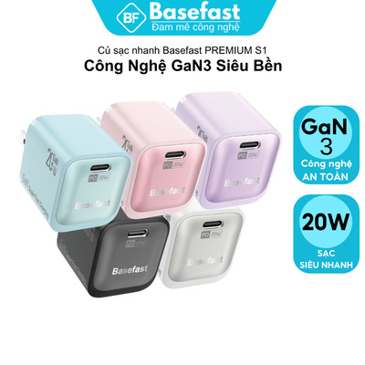 Củ Sạc Nhanh 20W Basefast Premium S1,công nghệ GaN an toàn cho smartphone