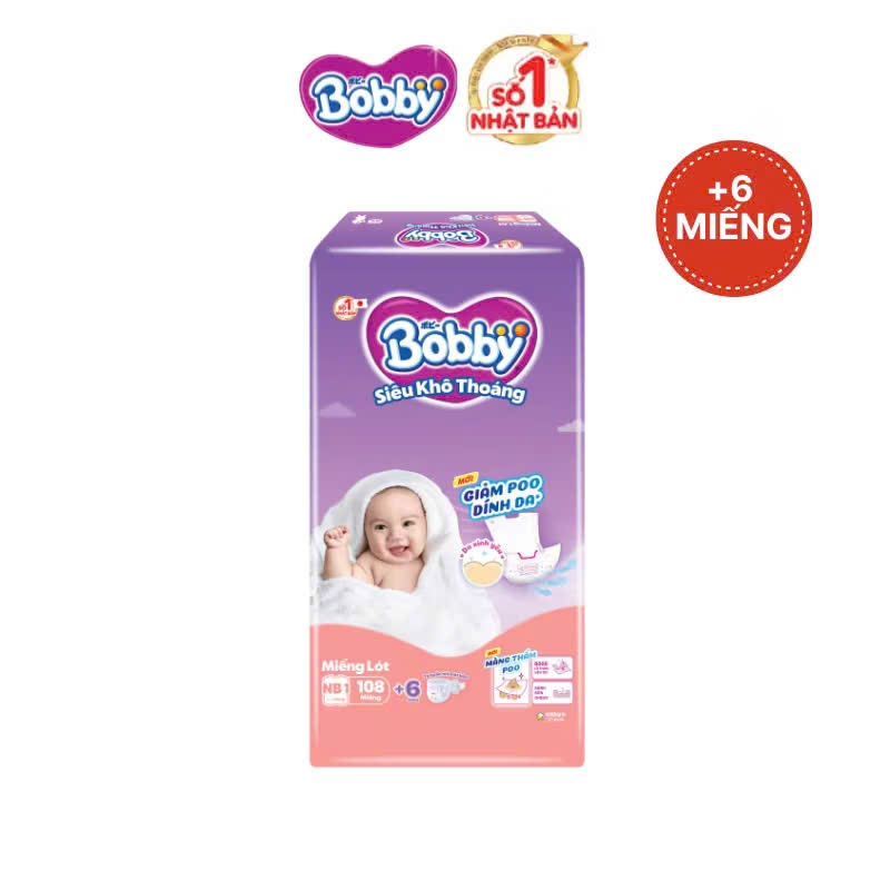 Miếng lót sơ sinh Bobby NB1_108+6/NB2_60