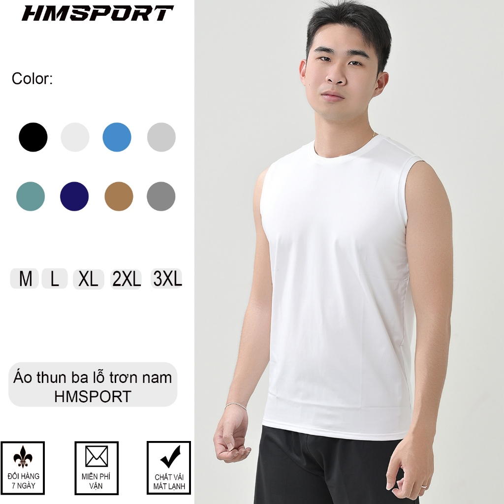 Áo ba lỗ nam thể thao Hmsport tập gym, chạy bộ mã L03 chất thun lạnh chính phẩm co giãn 4 chiều.