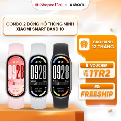 Combo 2 đồng hồ thông minh Xiaomi Smart Band 10 - Màn hình Amoled 1.72" - Bluetooth 5.4 - Kháng nước 5ATM