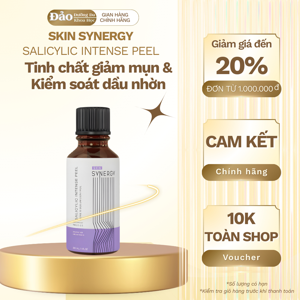 Tinh chất peel Skin Synergy Salicylic Intense Peel giúp làm sạch da mụn và kiểm soát dầu 30ml