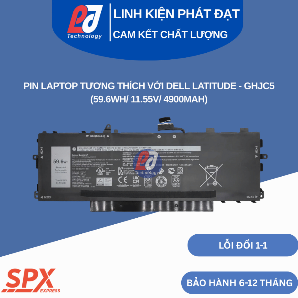 Pin GHJC5 – Pin Laptop Tương Thích Với Dell Latitude 9420 2-in-1, 9430 2-in-1 (Loại Zin) (59.6Wh/11.