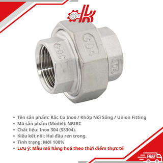Rắc co inox 304 ren 2 đầu