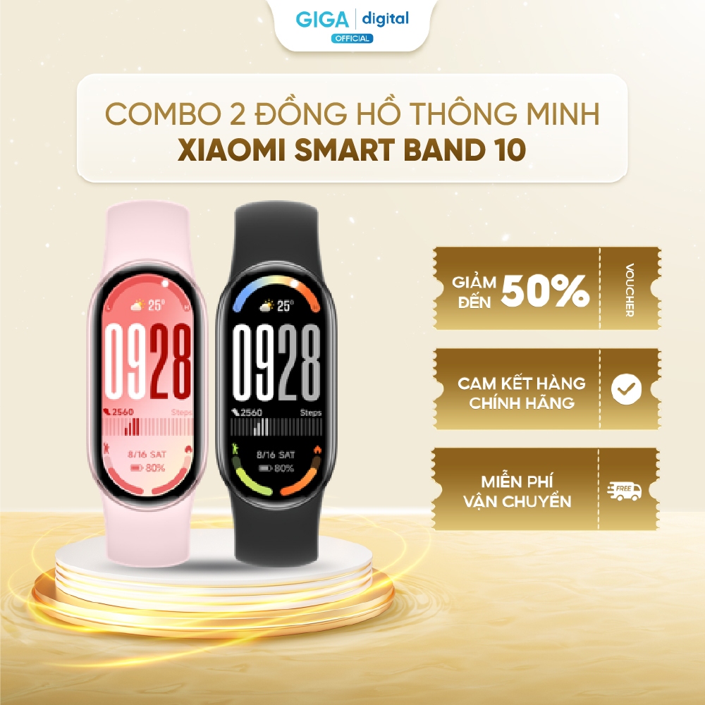Combo 2 đồng hồ thông minh Xiaomi Smart Band 10 - Màn hình Amoled 1.72" - Bluetooth 5.4 - Kháng nước