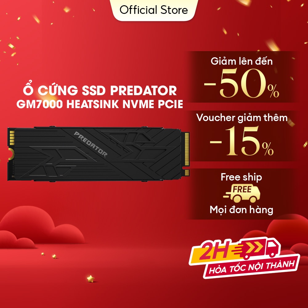Ổ cứng SSD Acer Predator GM7000 Heatsink 1TB / 2TB PCIe Gen 4x4, Tốc độ đọc Up to 7400 MB/s Bảo hành