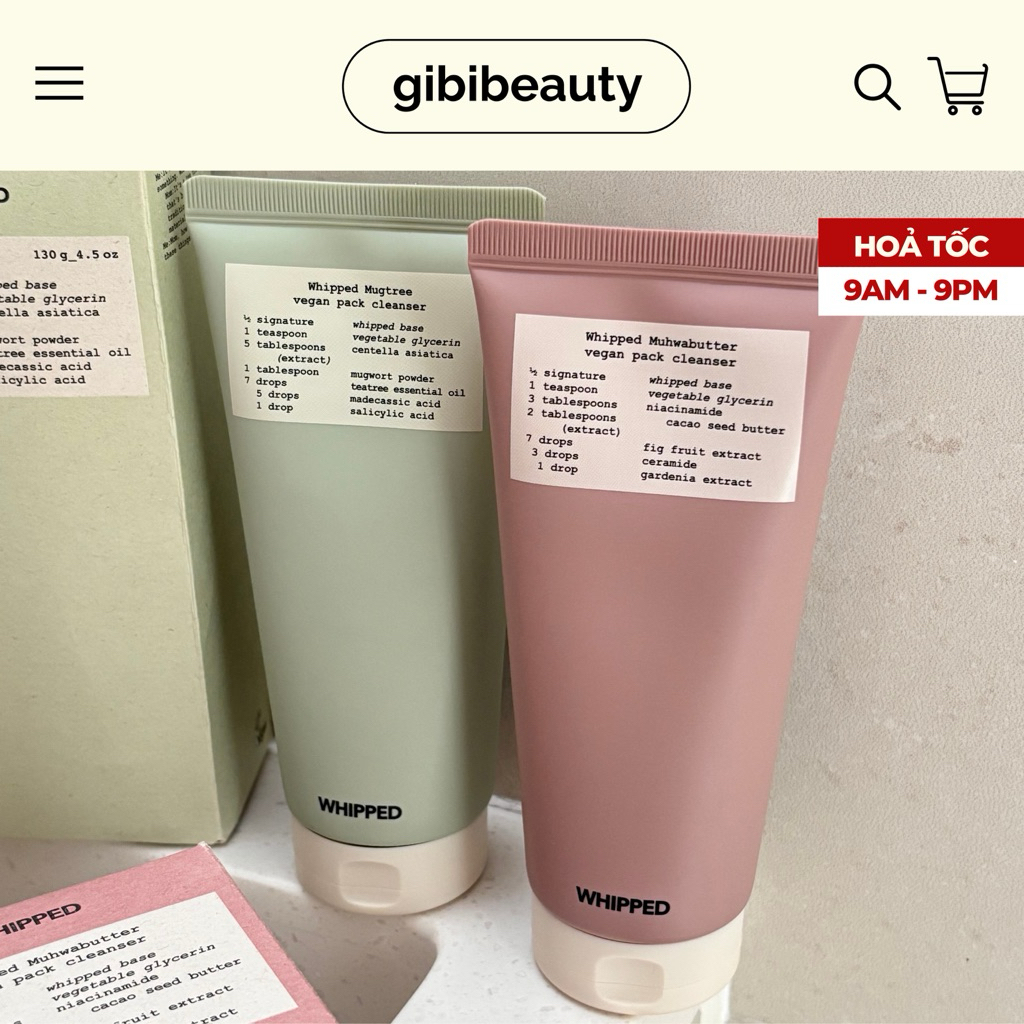 Sữa rửa mặt thuần chay WHIPPED Vegan Pack Cleanser 130g