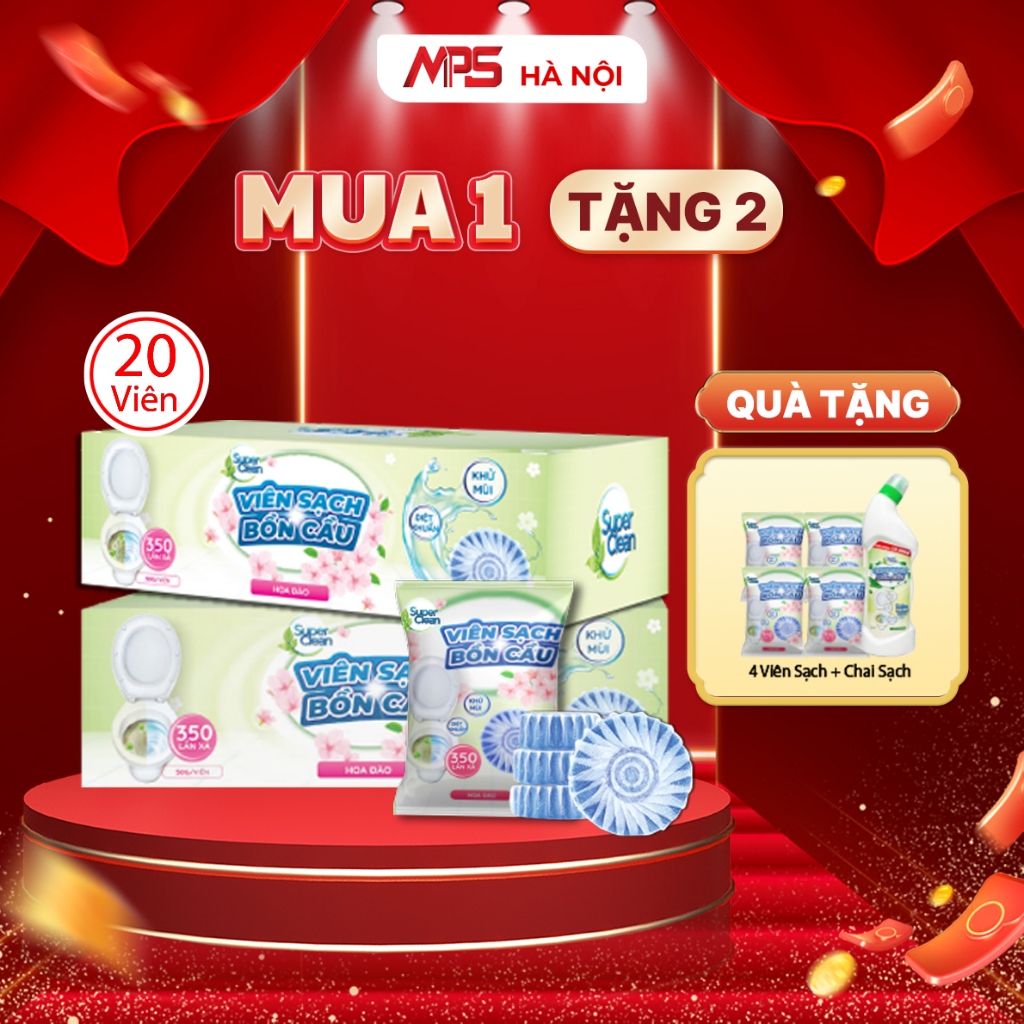 Combo 20 Viên Sạch Bồn Cầu Super Clean - Tặng Thêm 4 viên sạch bồn cầu Super Clean và 1 Chai Sạch Bồ