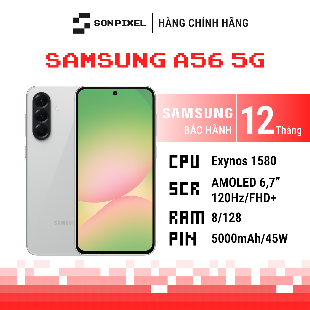 Điện Thoại Samsung A56 5G, Chip Exynos 1580, Màn Hình AMOLED 6.7 inch, Bảo Hành 12 Tháng. SonPixel