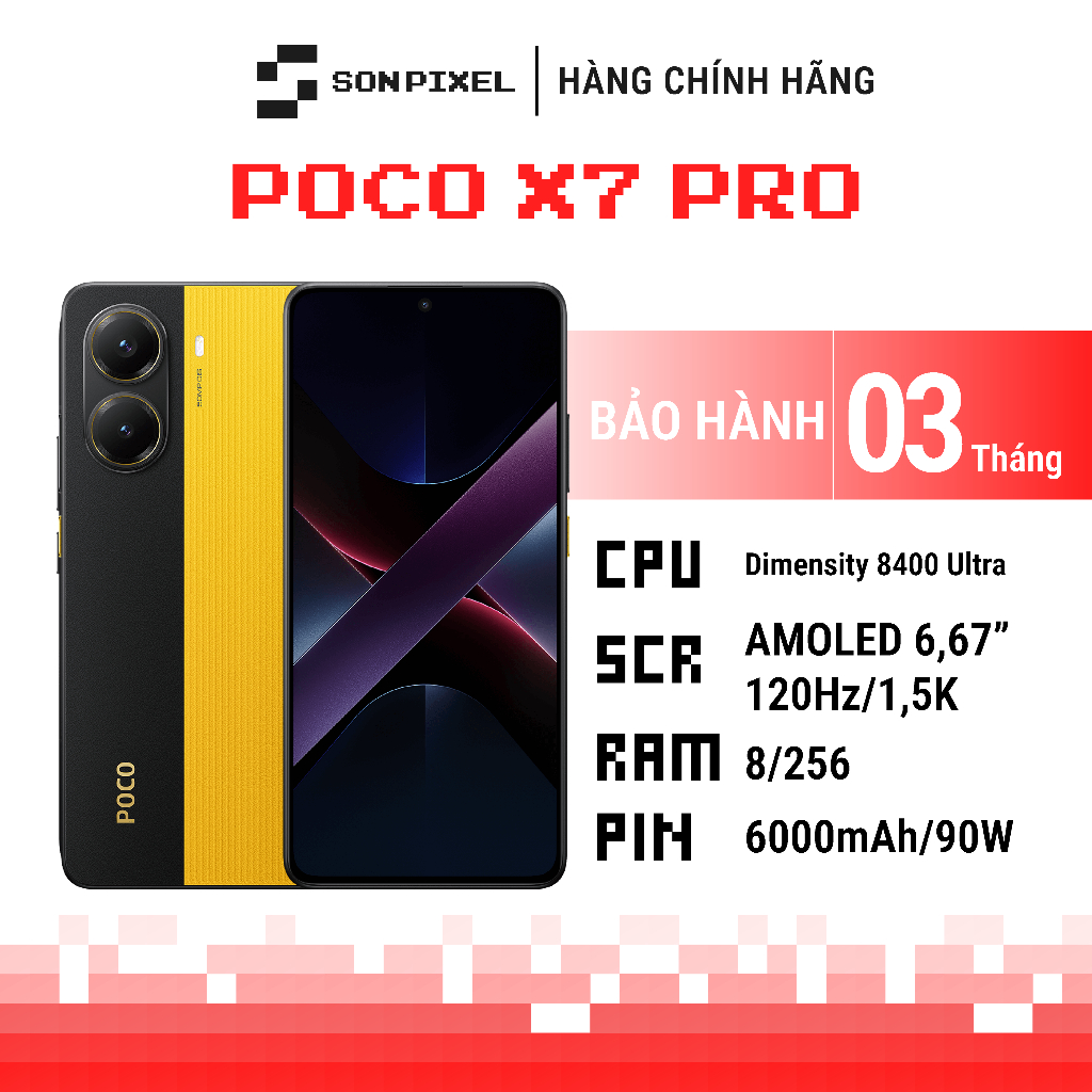 Điện Thoại Xiaomi Poco X7 Pro, Chip Dimensity 8400 Ultra, Ram 8/256GB, AMOLED 6.67 inch. SonPixel