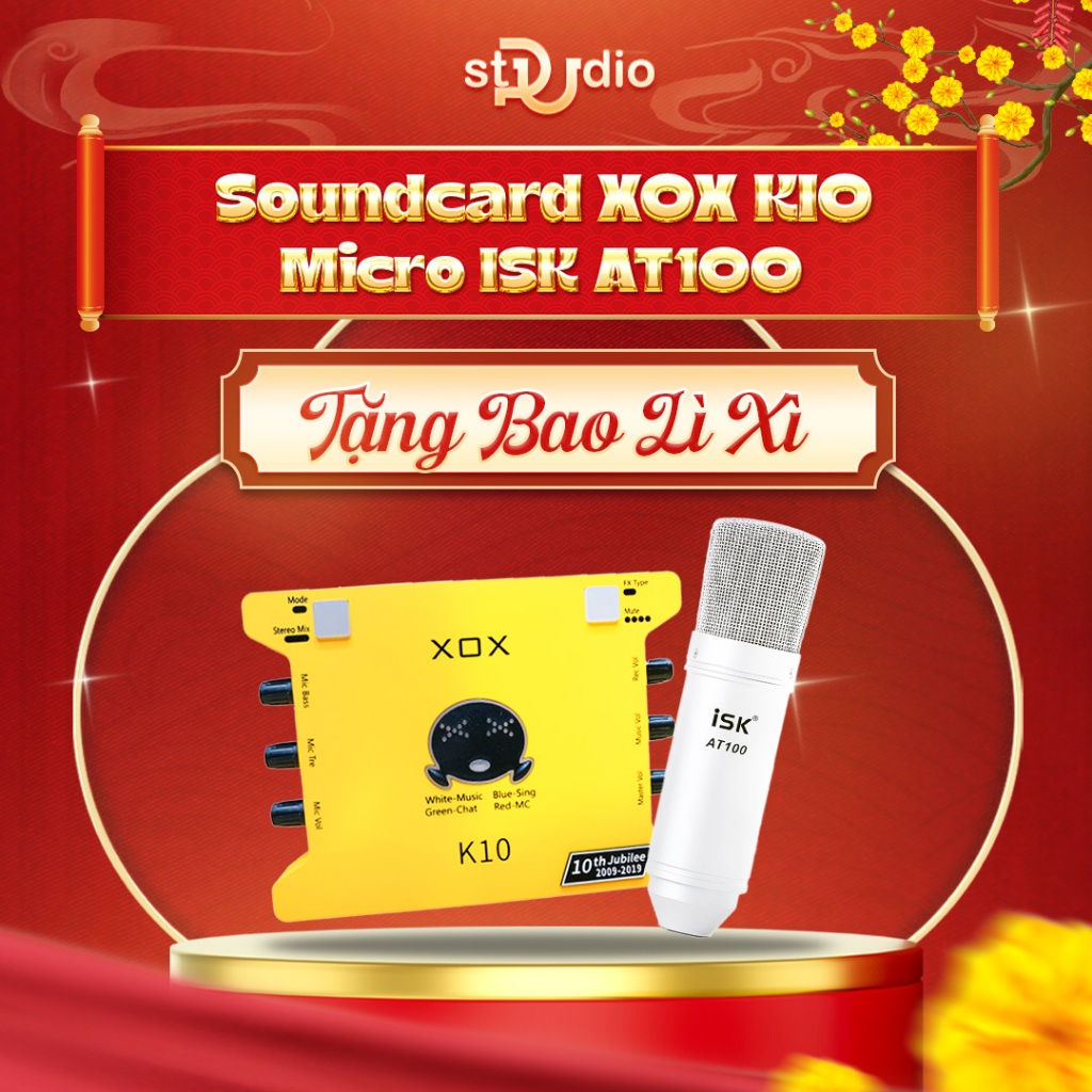 Bộ livestream XOX K10 Micro thu âm ISK AT100 - bộ hát live cho điện thoại