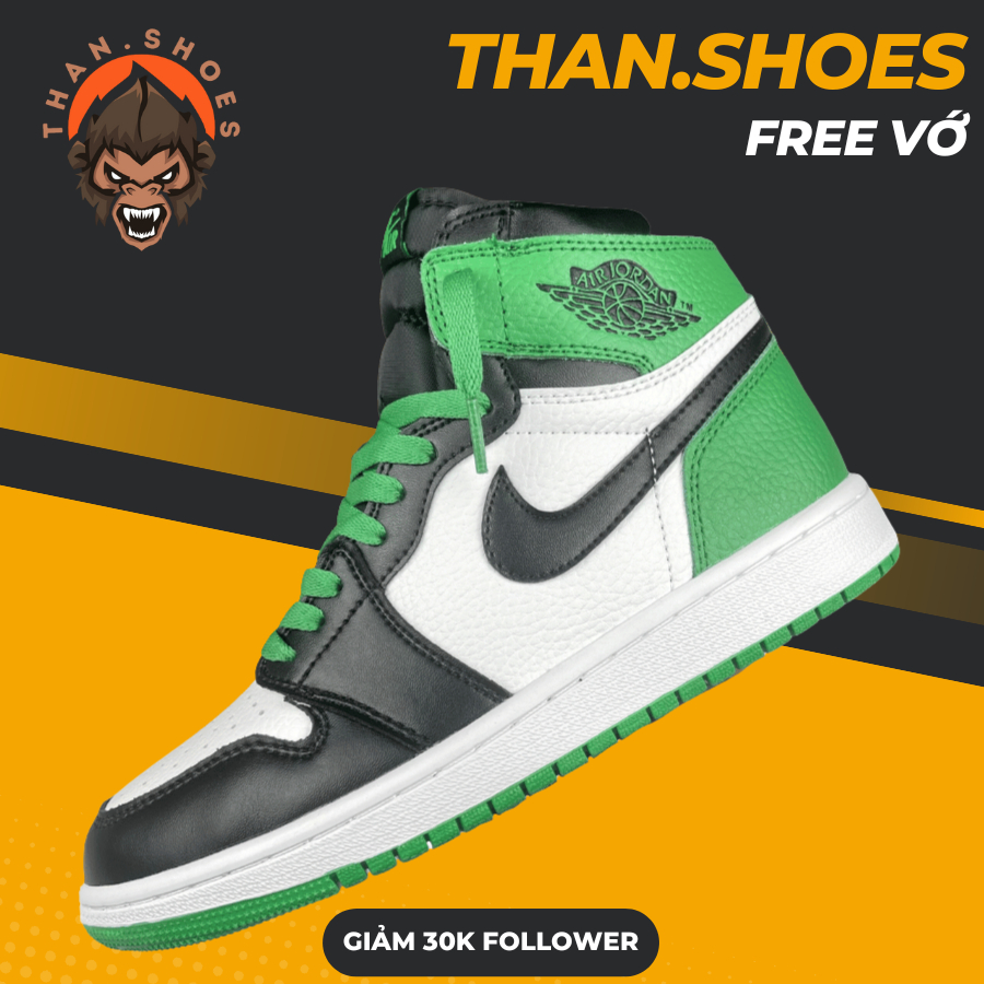 Giày 𝓙𝓓1 Retro High OG GS Lucky Green, 𝓙𝓓1 Cao Xanh Lá Đen