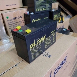 Nguồn điện 12V dung lượng 7.5Ah; Bình Globe WP7.5-12; 12V-7.5Ah dùng cho lưu cửa cuốn, ups loa kéo