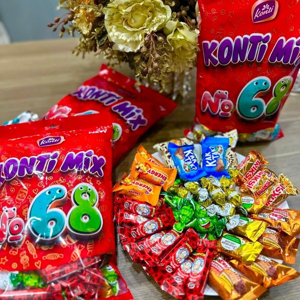 [DATE 16.03.2027] Bánh Kẹo Tết Socola KONTI Nga Mix 8 Vị Socola Ngon Ăn Vặt Túi 680g - Hàng Nga Giá 