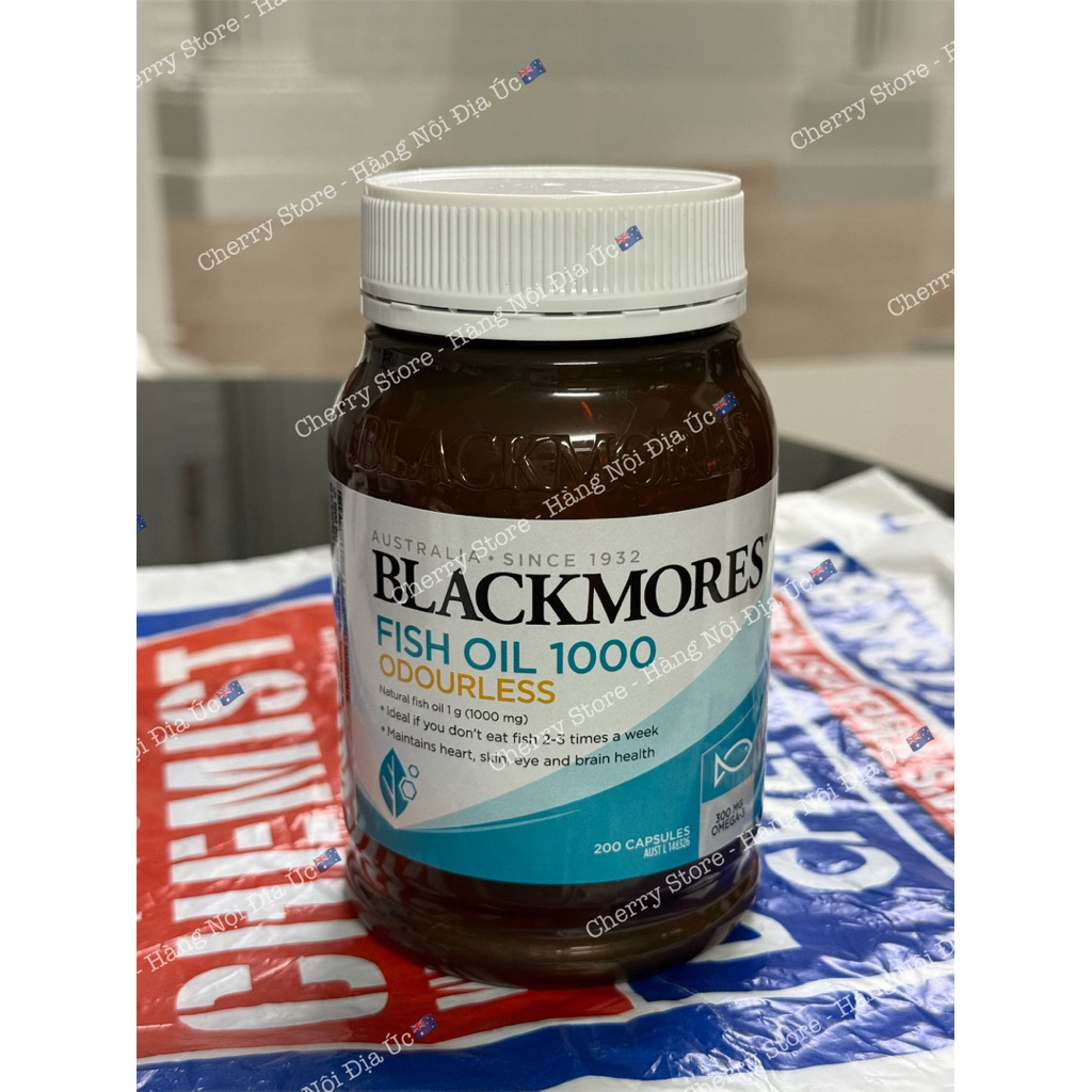 [Bill Úc] Dầu cá không mùi Blackmores Fish Oil 1000mg Odourless (Lọ 200 viên)