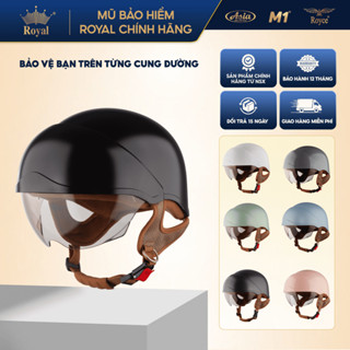 Mũ bảo hiểm 1/2 Royal M38K kính âm màu trà gọn nhẹ size L XL chính hãng