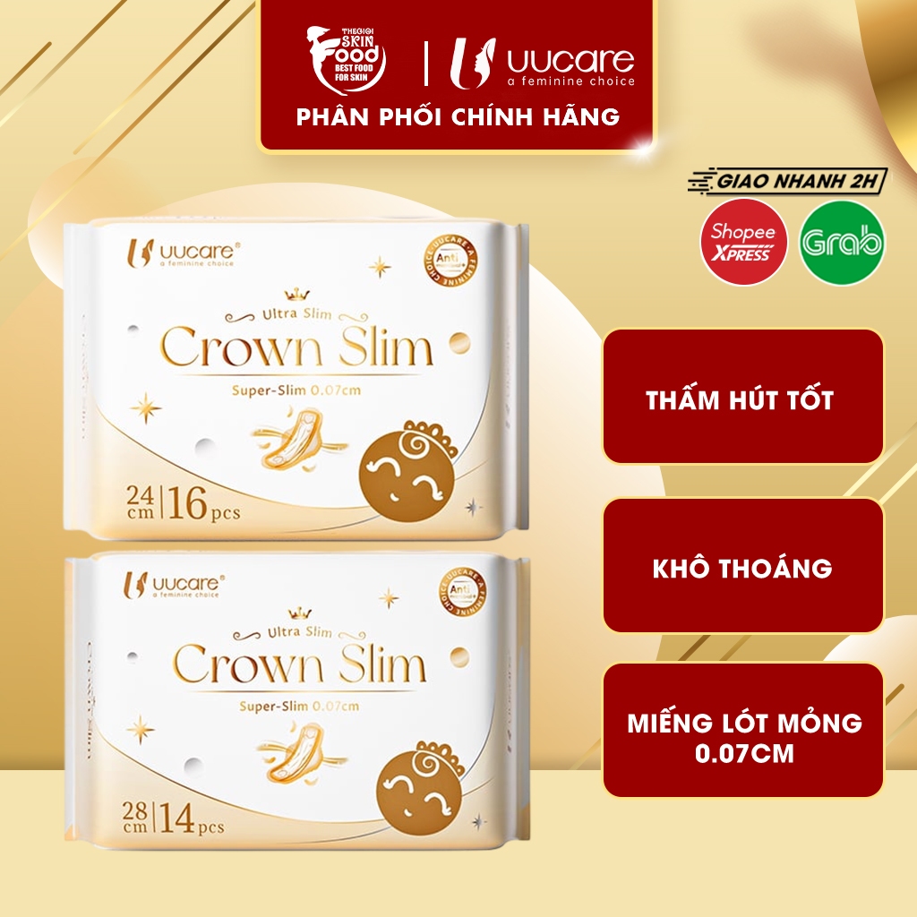 Băng vệ sinh UUcare siêu mỏng 0.07cm thấm hút tốt Crown Slim Day (Che tên sản phẩm khi giao hàng) Th