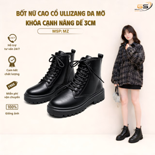 Giày Bốt Nữ Cao Cổ Ullizang Da Mờ Khóa Cạnh Đế Nâng 3Cm Siêu Hot Thời Trang Mới MSP: MZ