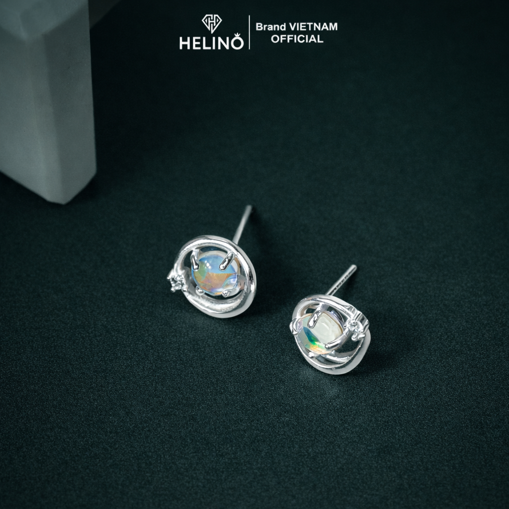 Khuyên tai bạc nữ HELINO Galaxy đá Moonstone đổi màu T19
