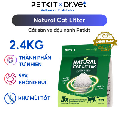 Cát vệ sinh cho mèo, cát mèo, cát mèo vệ sinh, cát sắn và đậu nành Petkit - khử mùi, vón cục
