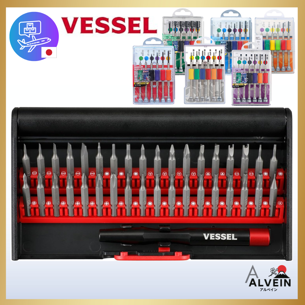 VESSEL Precision Screwdriver Set (6-Piece), Precision Interchangeable Screwdriver Set (36-Piece)