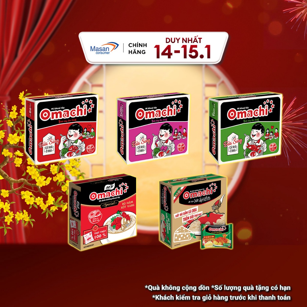 (Chọn Vị) Thùng Mì Omachi - Thùng 30 Gói x 80g (Bao bì có thể thay đổi theo đợt nhập hàng)