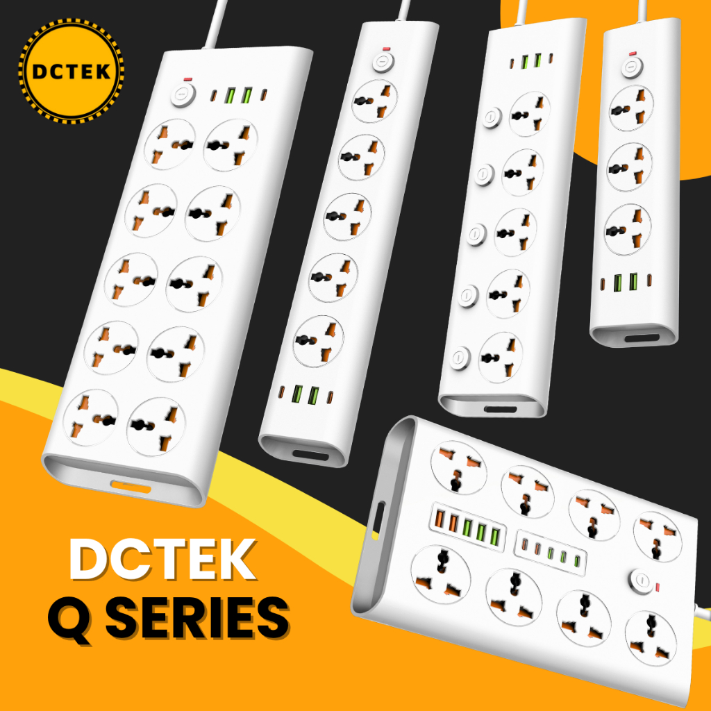 DCTEK Q-series Ổ cắm điện đa năng nhiều cổng sạc USB typeC phù hợp gia đình văn phòng, dây dài 3m
