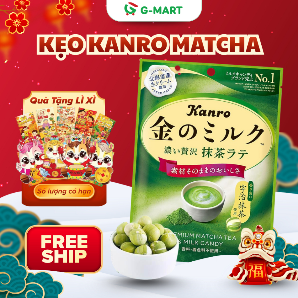 ( HỎA TỐC HN) Kẹo Matcha Sữa Kanro Nhật Bản, Truyền thống thơm Ngon GMART STORE VN
