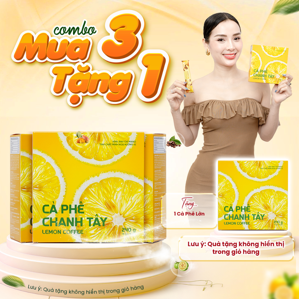 Combo 3 Hộp Cà Phê Chanh Tây | Lemon Coffee Hộp 15 Gói - Jolie Coffee