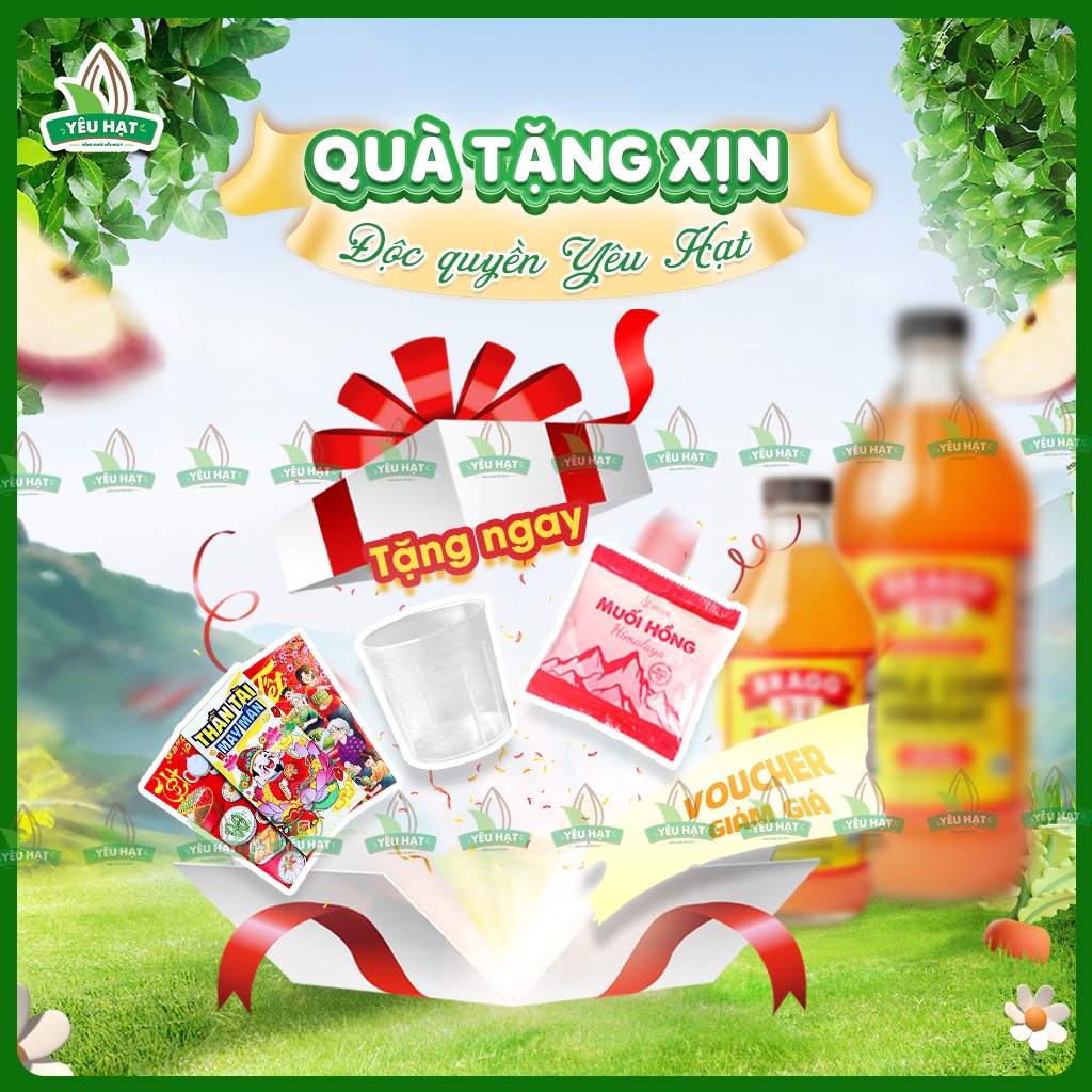 [HÀNG TẶNG KHÔNG BÁN] Deal Độc Quyền Mix Giấm Táo Siêu Ngon Yêu Hạt (Cốc đong, MUỐI HỒNG 150G, Bao Lì Xì, MGG)
