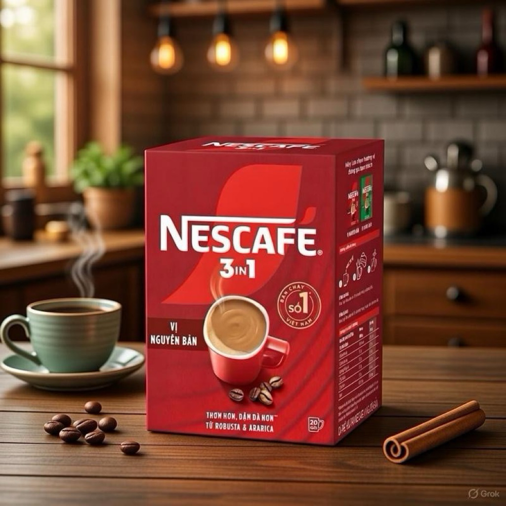 Cà phê Nescafe 3in1 vị nguyên bản hộp 18 gói