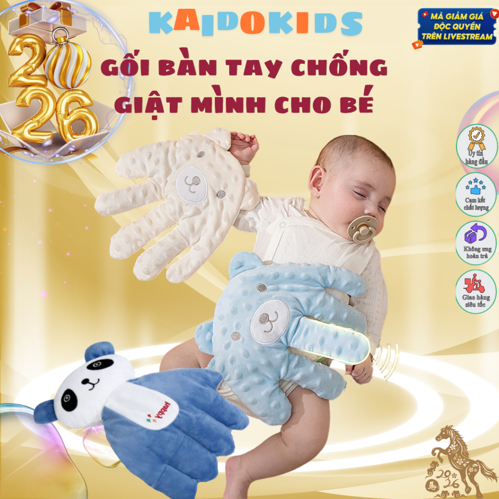 Gối bàn tay chống giật mình cho bé hình thú, giúp bé ngủ ngon - Kích thước 37x24cm