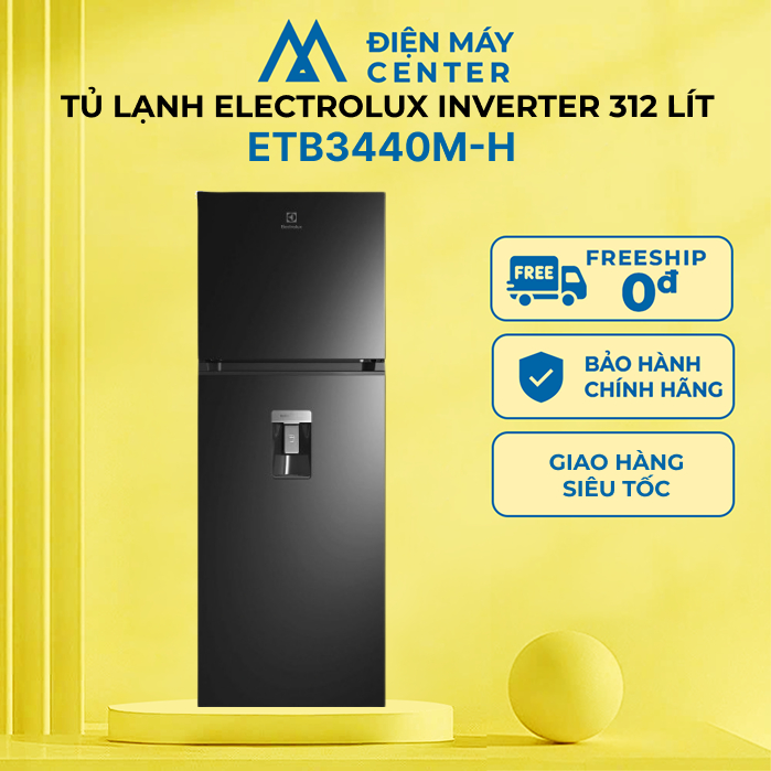 Tủ Lạnh Electrolux Inverter 312 Lít ETB3440M-H - Ngân đông mềm - Lấy nước ngoài - Miễn phí giao lắp