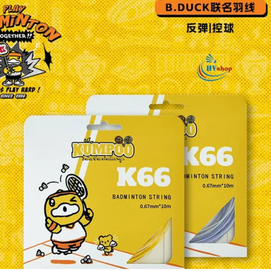 Cước căng vợt cầu lông Kumpoo K66 B.Duck chính hãng, màu sắc hài hòa, trợ lực tốt - HVShop