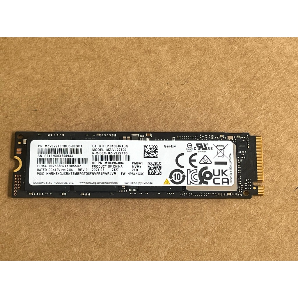 Bán SSD Samsung NVMe PM9A1 2T 2000GB  Có Dram M.2 PCIe Gen4 x4 MZ-VL22T00 , Sức khỏe 100% mới dùng 1