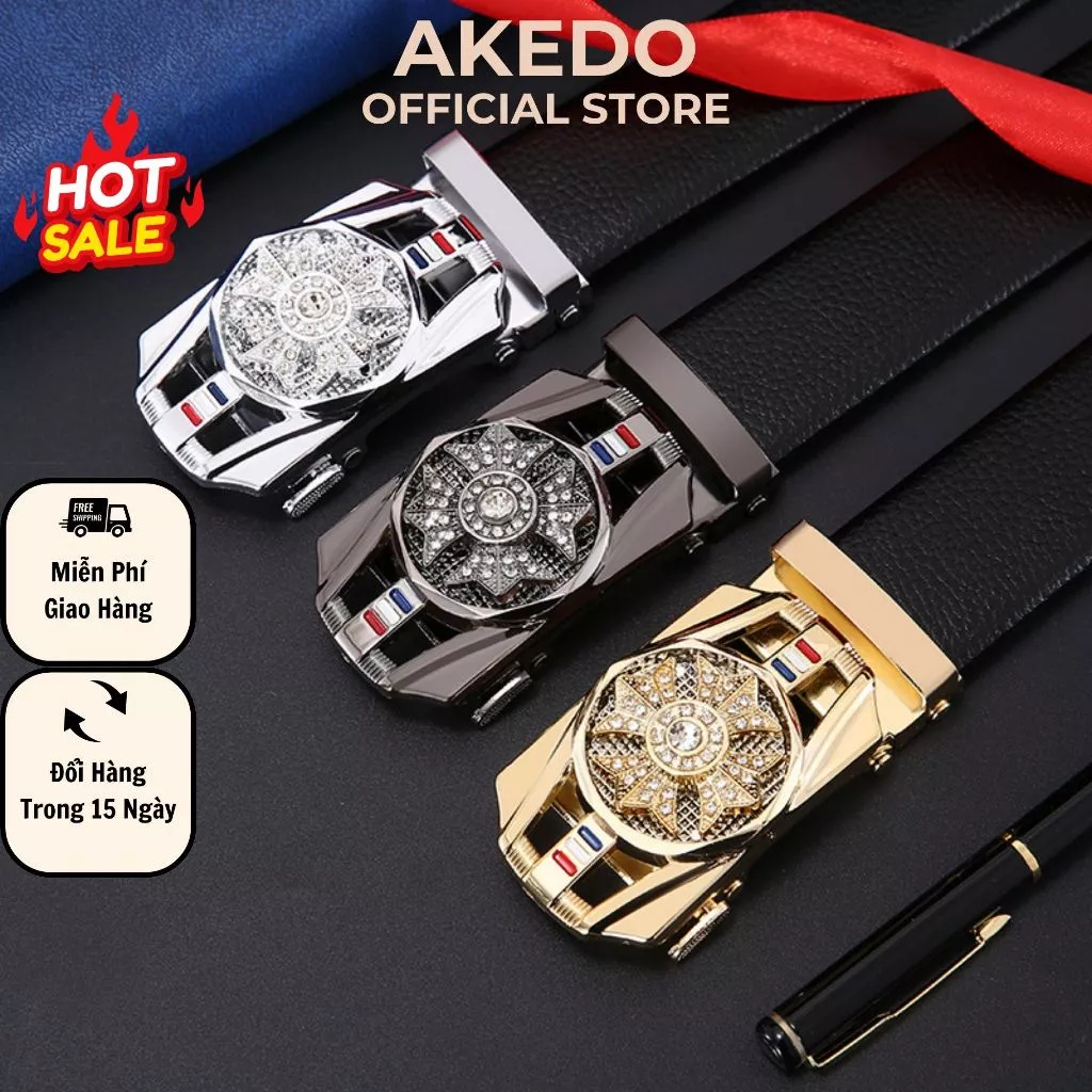 [Peinn] Thắt lưng mặt xoay nam cao cấp thời trang, dây lưng da khóa tự động X003, Dây nịt Akedo