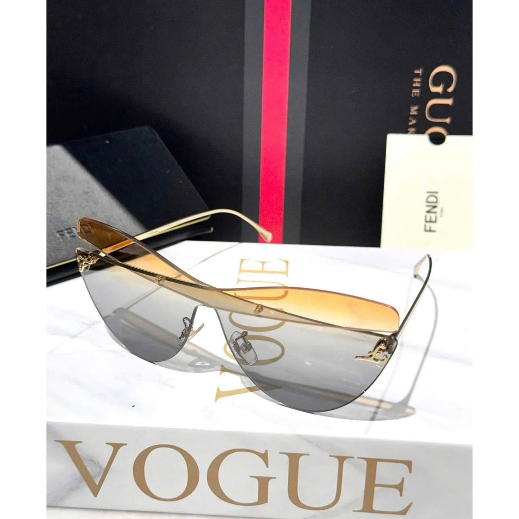 Fendi - Kính mát Fendi FF0400/S XYO Greyhon SHD cách điệu, mắt trong vàng xám (99-01-145)