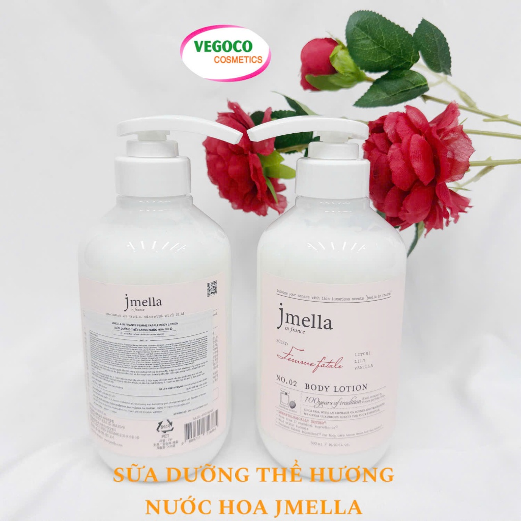 Sữa dưỡng thể hương nước hoa Jmella in France body lotion chính hãng 500ml, dưỡng ẩm lưu hương lâu, 