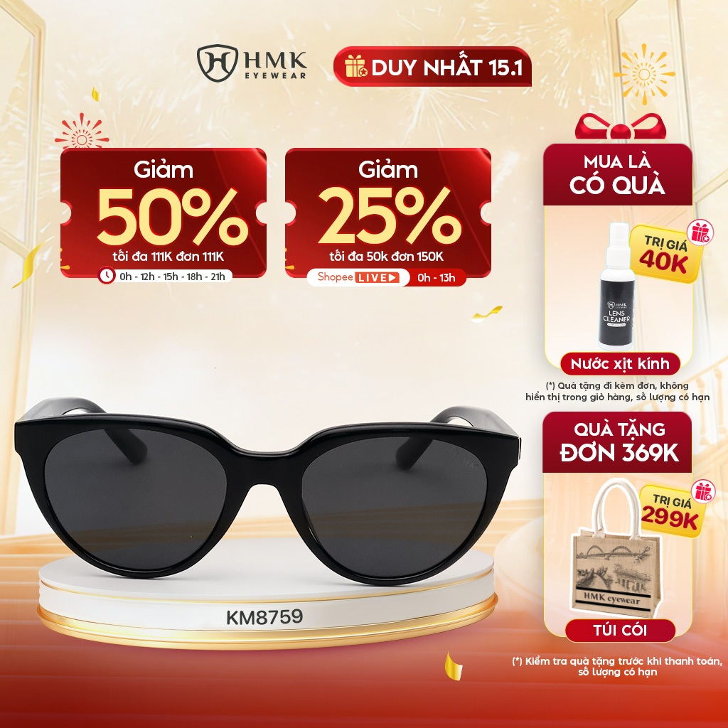 Kính Mát Phân Cực HMK Eyewear Dáng Mắt Mèo Thời Trang Chống Tia UV Bảo Vệ Mắt Toàn Diện - KM8759