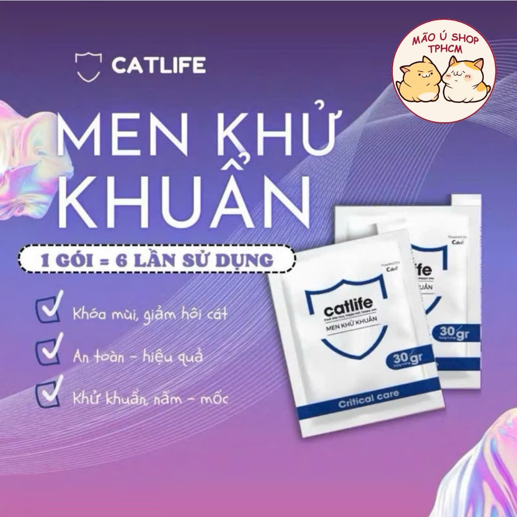 Men khử mùi khử khuẩn cát vệ sinh cho mèo, gói 30gr