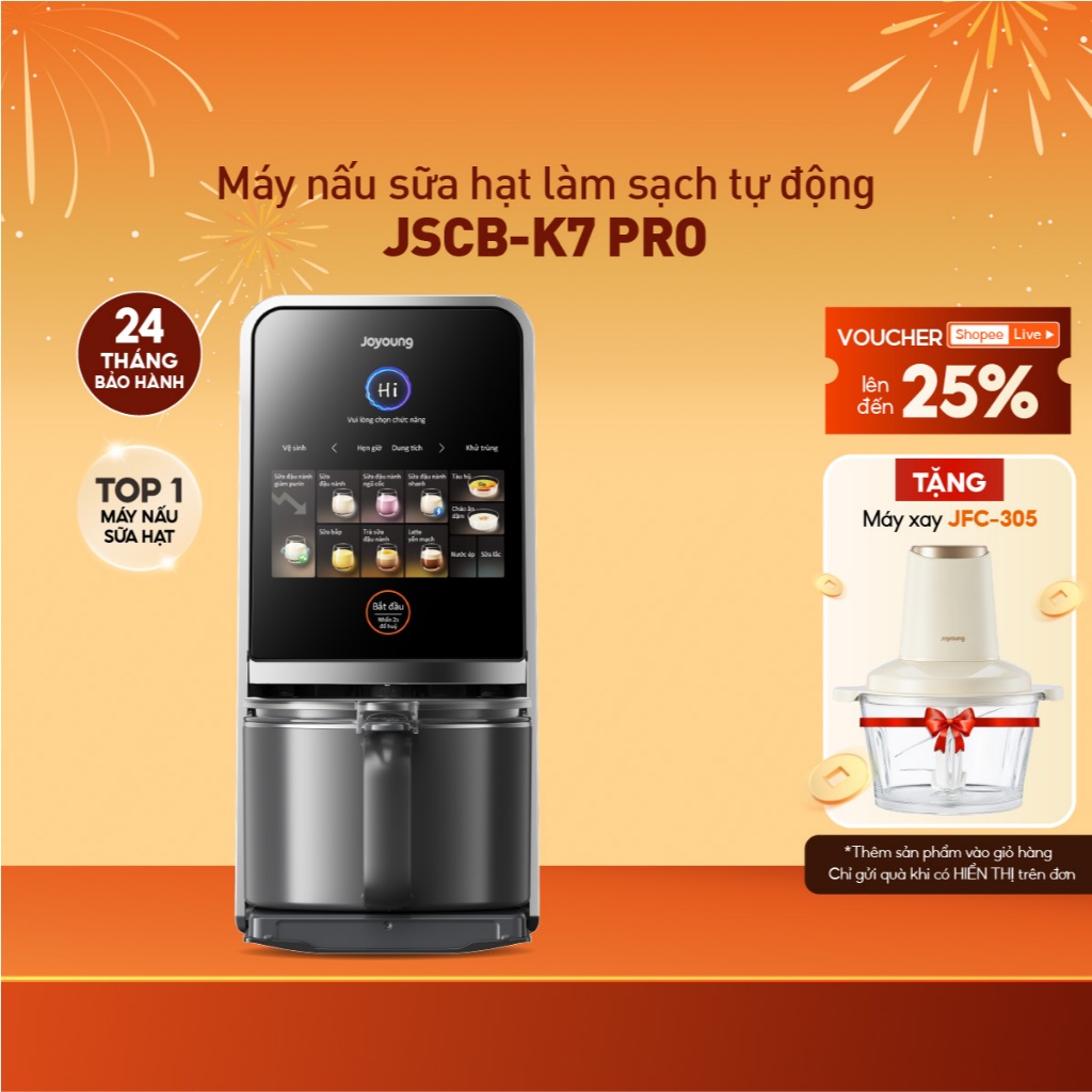 [Livestream] Máy nấu sữa hạt làm sạch tự động Joyoung JSCB-K7 PRO giảm ồn, khử purin, 12 chức năng