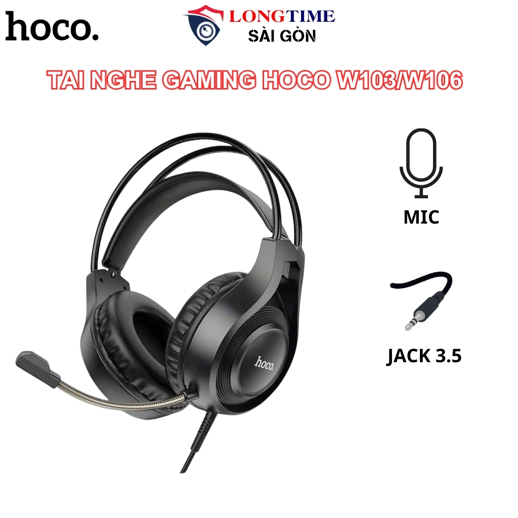 Tai Nghe Chụp Tai Gaming HOCO W103/W106 Có Mic, Tai Nghe Học Online Hoco