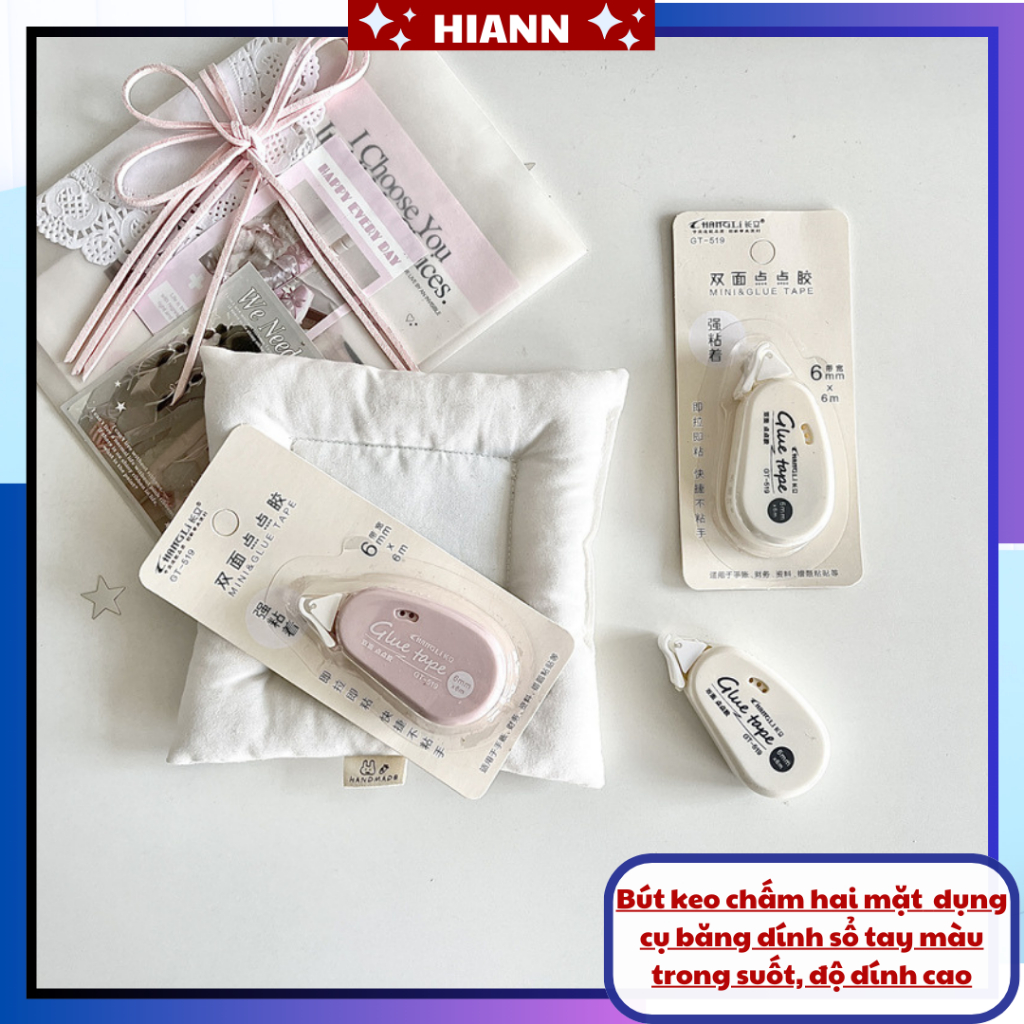 Bút Keo Chấm Hai Mặt Mini Trong Suốt |Glue Tape Văn Phòng Phẩm Cute Phong Cách Hàn Quốc Dán Handmade