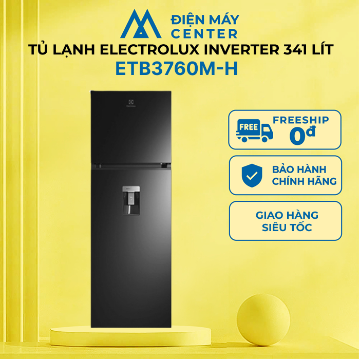 Tủ lạnh Electrolux Inverter 341 lít ETB3760M-H - Làm đá tự động - Ngăn đông mềm - Lấy nước ngoài - M