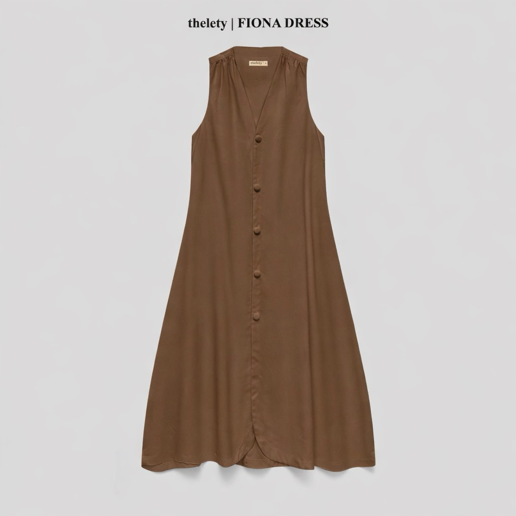 𝐭𝐡𝐞𝐥𝐞𝐭𝐲 | Đầm Linen Cúc Bọc Xẻ Tà FIONA DRESS